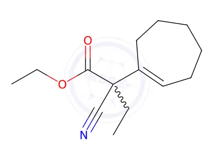Chemical structure of alpha-​Cyano-​alpha-​ethyl-1-​cycloheptene-​1-​acetic Acid Ethyl Ester