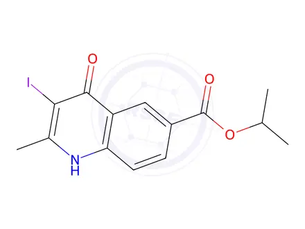 Chemical structure of Isopropyl 3-iodo-2-methyl-4-oxo-1,4-dihydroquinoline-6-carboxylate