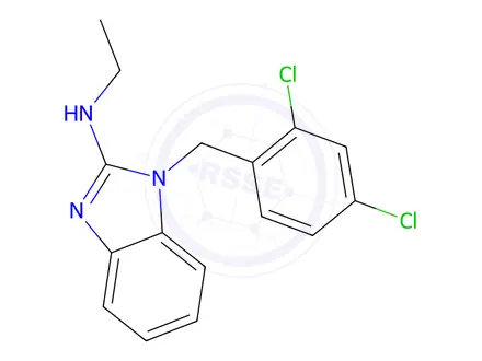 Chemical structure of 1-[(2,4-Dichlorophenyl)methyl]-N-ethyl-1H-1,3-benzodiazol-2-amine