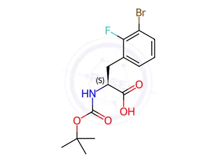 Chemical structure of N-Boc-3-bromo-2-fluoro-L-phenylalanine