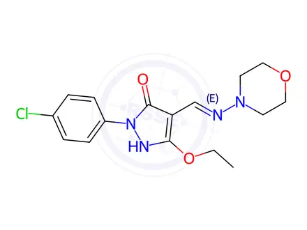 Chemical structure of 2-(4-chlorophenyl)-5-ethoxy-4-[(morpholinoamino)methylene]-2,4-dihydro-3H-pyrazol-3-one