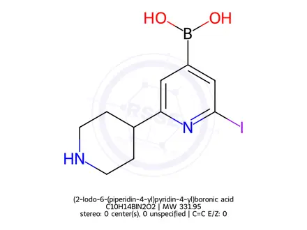 Chemical structure of (2-Iodo-6-(piperidin-4-yl)pyridin-4-yl)boronic acid