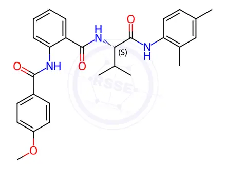 Chemical structure of Benzamide, N-[(1S)-1-[[(2,4-dimethylphenyl)amino]carbonyl]-2-methylpropyl]-2-[(4-methoxybenzoyl)amino]-(9CI)