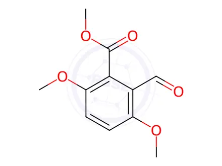 Chemical structure of Benzoic acid, 2-formyl-3,6-dimethoxy-, methyl ester