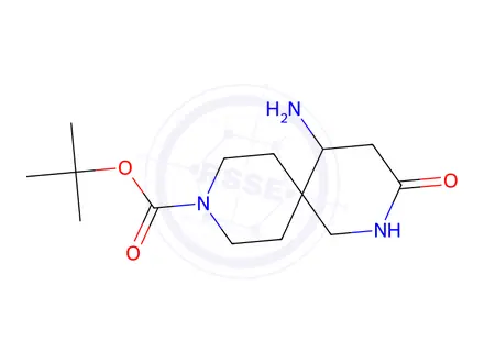 Chemical structure of Tert-butyl 5-amino-3-oxo-2,9-diazaspiro[5.5]Undecane-9-carboxylate