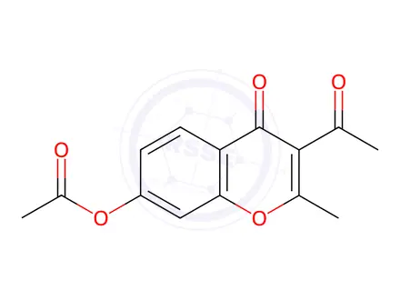 Chemical structure of 7-Acetoxy-3-acetyl-2-methyl-chromen-4-one