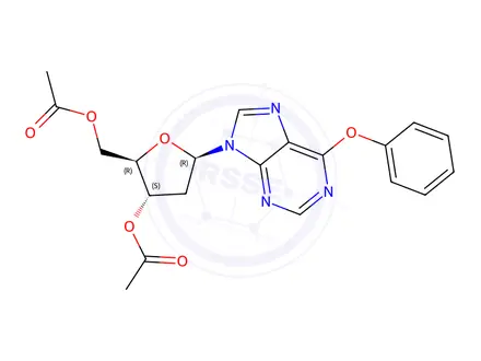 Chemical structure of 3',5'-DI-O-ACETYL-O6-PHENYL-2'-DEOXYINOSINE