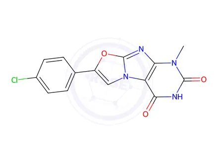 Chemical structure of 7-(4-chlorophenyl)-1-methyloxazolo[2,3-f]purine-2,4(1H,3H)-dione
