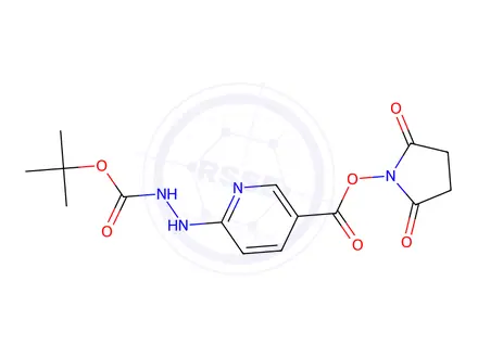 Chemical structure of 2,5-Dioxopyrrolidin-1-yl 6-(2-(tert-butoxycarbonyl)-hydrazinyl)nicotinate