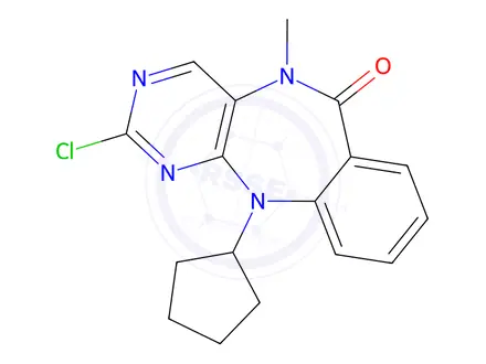 Chemical structure of 2-chloro-11-cyclopentyl-5-Methyl-5H-benzo[e]pyriMido[5,4-b][1,4]diazepin-6(11H)-one