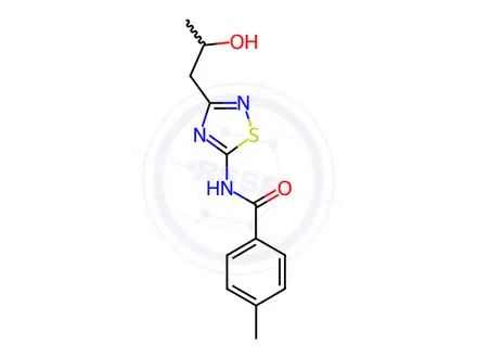 Chemical structure of N-(3-(2-hydroxypropyl)-1,2,4-thiadiazol-5-yl)-4-methylbenzamide