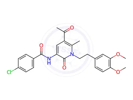 Chemical structure of N-(5-acetyl-1-(3,4-dimethoxyphenethyl)-6-methyl-2-oxo-1,2-dihydropyridin-3-yl)-4-chlorobenzamide