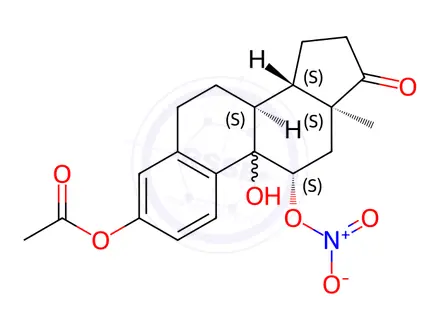 Chemical structure of 9-hydroxyestrone-3-acetate-11-nitrate