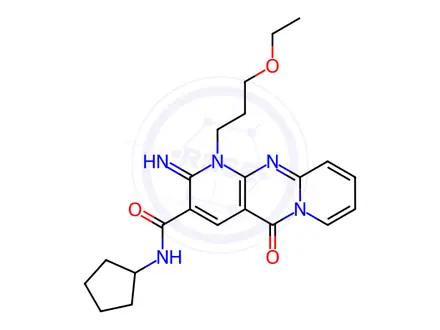 Chemical structure of N-Cyclopentyl-1-(3-ethoxypropyl)-2-imino-5-oxo-2,5-dihydro-1H-dipyrido[1,2-a:2',3'-d]pyrimidine-3-carboxamide