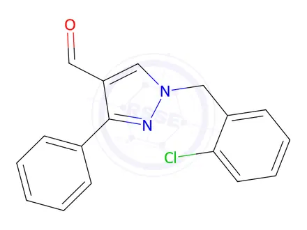 Chemical structure of 1-[(2-chlorophenyl)methyl]-3-phenyl-1h-pyrazole-4-carbaldehyde