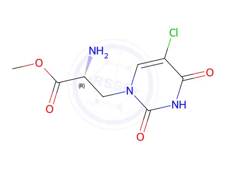 Chemical structure of (R)-methyl 2-amino-3-(5-chloro-2,4-dioxo-3,4-dihydropyrimidin-1(2H)-yl)propanoate