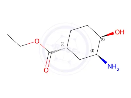 Chemical structure of Ethyl (1R,3S,4R)-3-amino-4-hydroxycyclohexane-1-carboxylate