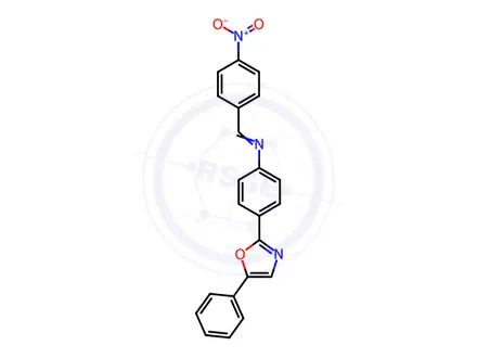 Chemical structure of N-(4-Nitrobenzylidene)-4-(5-phenyloxazol-2-yl)aniline