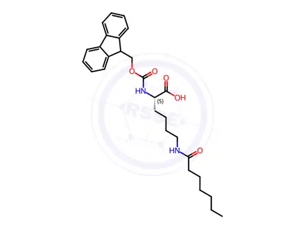 Chemical structure of Fmoc-L-Lys(Heptanoyl)-OH
