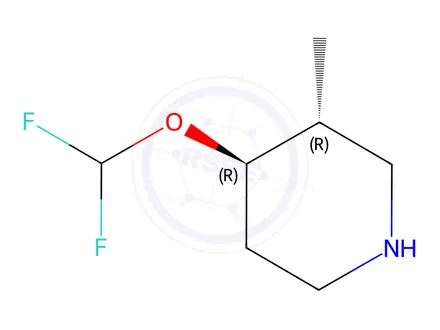 Chemical structure of Piperidine, 4-(difluoromethoxy)-3-methyl-, (3R,4R)-