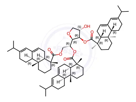 Chemical structure of sorbitan tris[[1R-(1alpha,4abeta,4balpha,10aalpha)]-1,2,3,4,4a,4b,5,6,10,10a-decahydro-7-isopropyl-1,4a-dimethylphenanthrene-1-carboxylate]