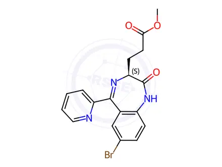Chemical structure of (S)-Methyl 3-(7-bromo-2-oxo-5-(pyridin-2-yl)-2,3-dihydro-1H-benzo[e][1,4]diazepin-3-yl)propanoate
