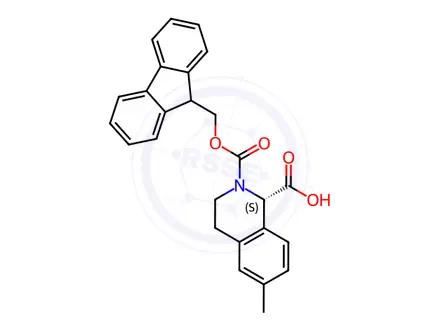 Chemical structure of (S)-2-(((9H-Fluoren-9-yl)methoxy)carbonyl)-6-methyl-1,2,3,4-tetrahydroisoquinoline-1-carboxylic acid