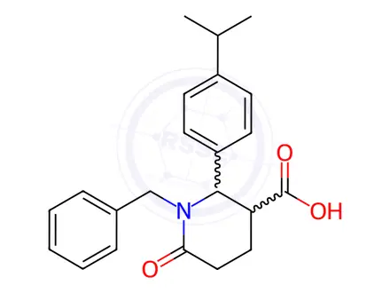 Chemical structure of 1-benzyl-2-(4-isopropylphenyl)-6-oxo-3-piperidinecarboxylic acid