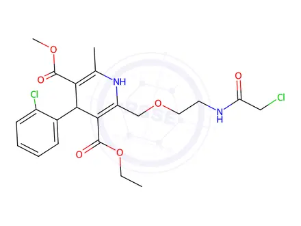 Chemical structure of 3-Ethyl 5-methyl 2-{[2-(2-chloroacetamido)ethoxy]methyl}-4-(2-chlorophenyl)-6-methyl-1,4-dihydropyridine-3,5-dicarboxylate