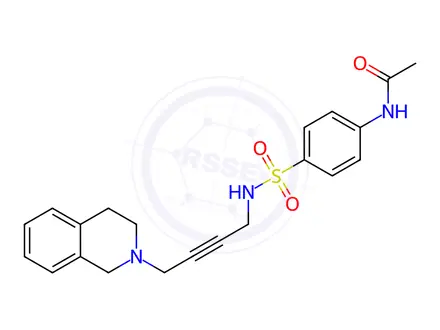 Chemical structure of N-(4-(N-(4-(3,4-Dihydroisoquinolin-2(1H)-yl)but-2-yn-1-yl)sulfamoyl)phenyl)acetamide