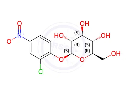 Chemical structure of (2S,3R,4S,5S,6R)-2-(2-chloro-4-nitrophenoxy)-6-(hydroxymethyl)oxane-3,4,5-triol