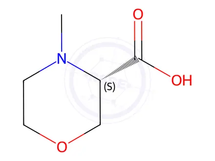 Chemical structure of (3S)-4-Methyl-3-morpholinecarboxylic Acid