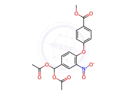 Chemical structure of (4-(4-(Methoxycarbonyl)phenoxy)-3-nitrophenyl)methylene diacetate
