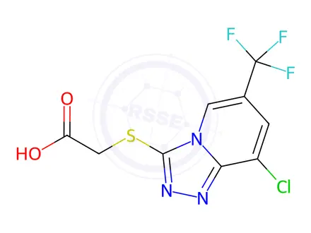 Chemical structure of 2-((8-chloro-6-(trifluoromethyl)-[1,2,4]triazolo[4,3-a]pyridin-3-yl)thio)acetic acid