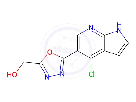 Chemical structure of 1,3,4-Oxadiazole-2-Methanol, 5-(4-chloro-1H-pyrrolo[2,3-b]pyridin-5-yl)-
