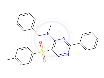 Chemical structure of N-Benzyl-N-methyl-5-(4-methylbenzenesulfonyl)-2-phenylpyrimidin-4-amine