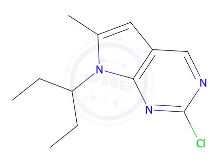 Chemical structure of 2-Chloro-6-methyl-7-(pentan-3-yl)-7H-pyrrolo[2,3-d]pyrimidine