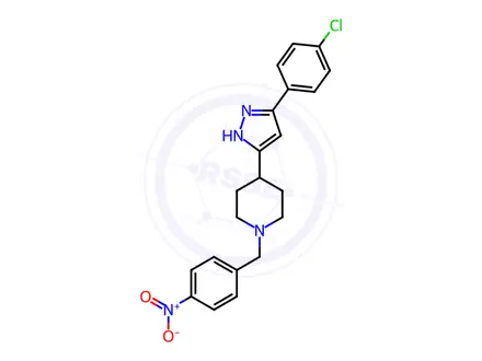 Chemical structure of 4-[5-(4-chlorophenyl)-1H-pyrazol-3-yl]-1-(4-nitrobenzyl)piperidine