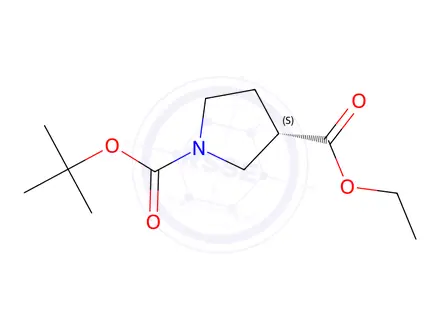 Chemical structure of (S)-1-tert-butyl 3-ethyl pyrrolidine-1,3-dicarboxylate