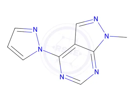 Chemical structure of 1-{1-methyl-1H-pyrazolo[3,4-d]pyrimidin-4-yl}-1H-pyrazole