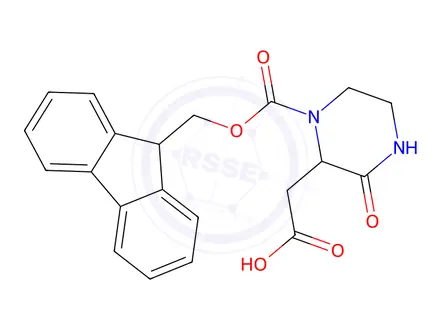 Chemical structure of (R,S)-4-Fmoc-3-carboxymethyl-piperazin-2-one