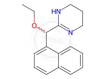 Chemical structure of 3,4,5,6-Tetrahydro-2-[ethoxy(1-naphtyl)methyl]pyrimidine