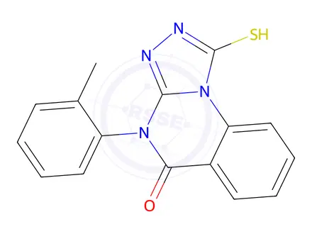 Chemical structure of 1-Mercapto-4-(o-tolyl)-[1,2,4]triazolo[4,3-a]quinazolin-5(4h)-one