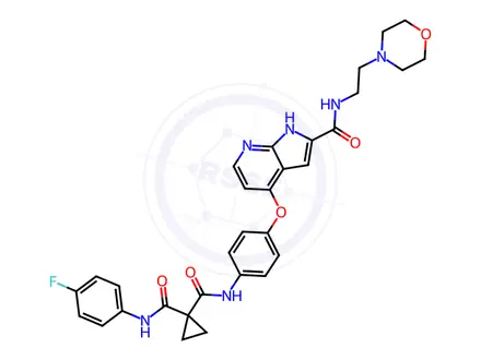 Chemical structure of N-​(4-​Fluorophenyl)​-​N'-​[4-​[[2-​[[[2-​(4-​morpholinyl)​ethyl]​amino]​carbonyl]​-​1H-​pyrrolo[2,​3-​b]​pyridin-​4-​yl]​oxy]​phenyl]​-1,​1-​cyclopropanedicarbox​amide (Tyrosine Kinase Inhibitor)