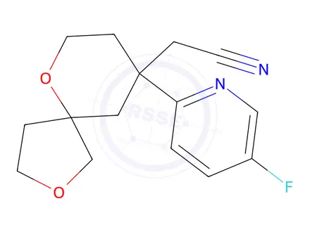Chemical structure of 2-(9-(5-Fluoropyridin-2-yl)-2,6-dioxaspiro[4.5]decan-9-yl)acetonitrile
