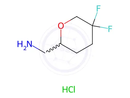 Chemical structure of (5,5-Difluorotetrahydro-2H-pyran-2-yl)methanamine hydrochloride