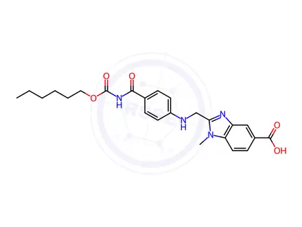 Chemical structure of 2-(((4-(((hexyloxy)carbonyl)carbamoyl)phenyl)amino)methyl)-1-methyl-1H-benzo[d]imidazole-5-carboxylic acid