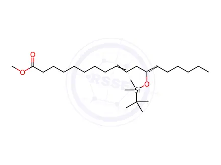 Chemical structure of 9-Octadecenoic acid, 12-[[(1,1-dimethylethyl)dimethylsilyl]oxy]-, methyl ester, [R-(Z)]-(9CI)