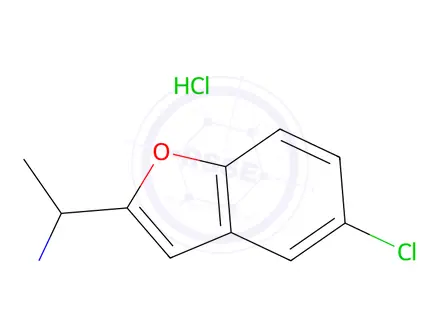 Chemical structure of 1-(5-Chloro-1-benzofuran-2-yl)ethan-1-amine hydrochloride