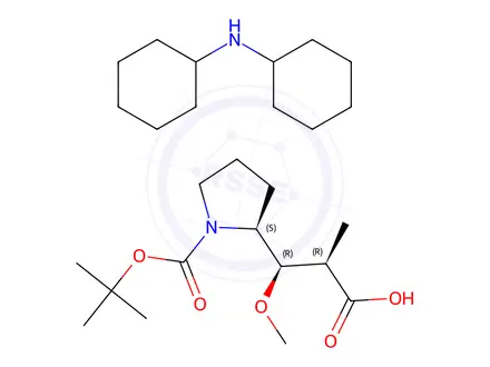 Chemical structure of Dicyclohexylamine (2R,3R)-3-((S)-1-(tert-butoxycarbonyl)pyrrolidin-2-yl)-3-methoxy-2-methylpropanoate